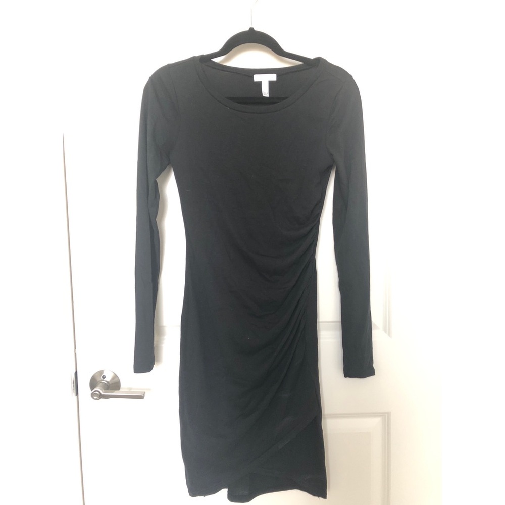 Black Leith Long Sleeve Ruched Dress